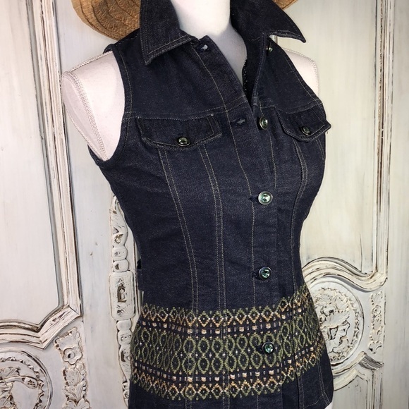I echo Sleeveless Embroidered Long Line Jean Vest Size XS-S - Picture 6 of 11